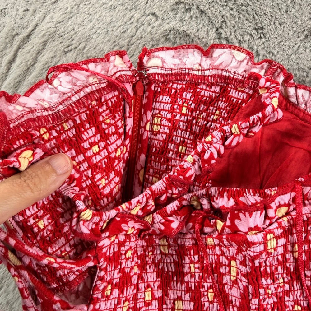 NWT Free People Lucinda Printed Midi Dress CottageFloral Smocked Size L Sun Boho - Picture 11 of 16